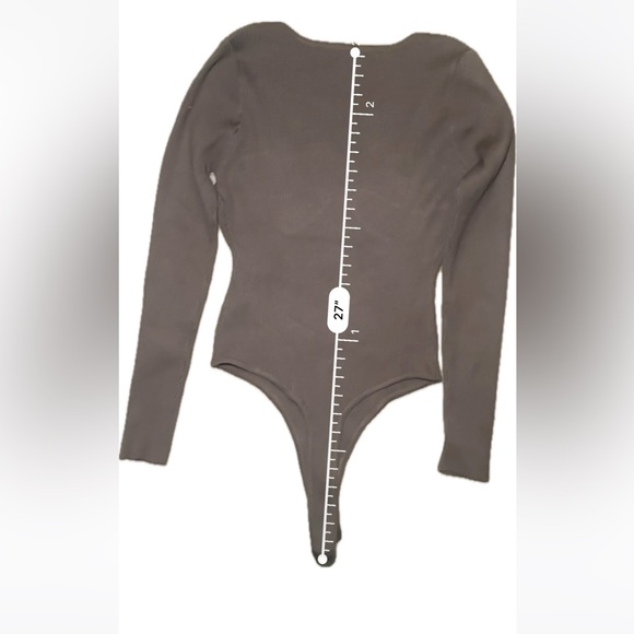 Brown Ribbed Sweater Bodysuit - Picture 3 of 7
